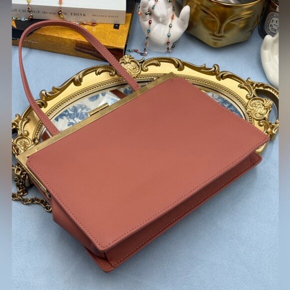 🆕 OROTON 🧿 NWOT Icon Frame Clutch, Rosewood Pink - Picture 6 of 16